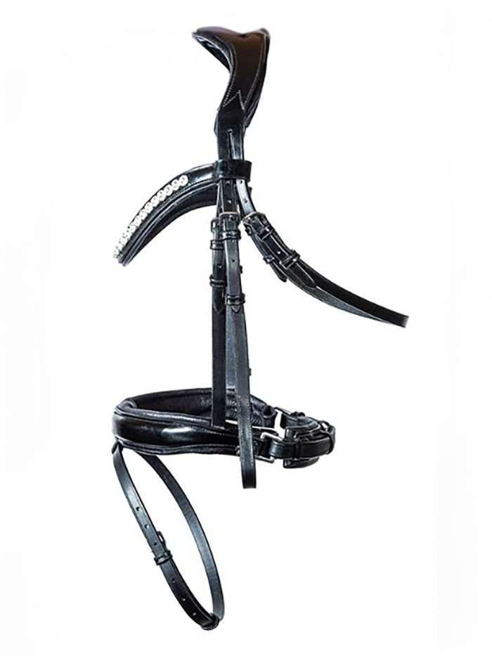 Black Luxe of London Badminton Anatomical Flat Snaffle Bridle