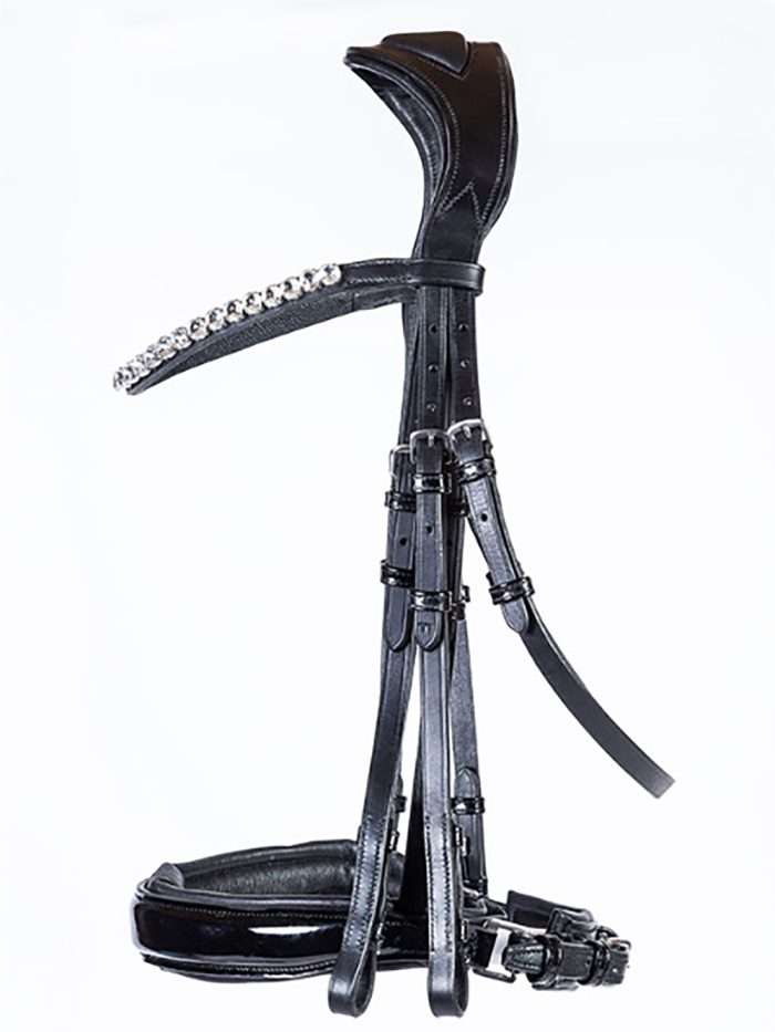 Black Luxe of London Badminton Anatomical Flat Double Bridle